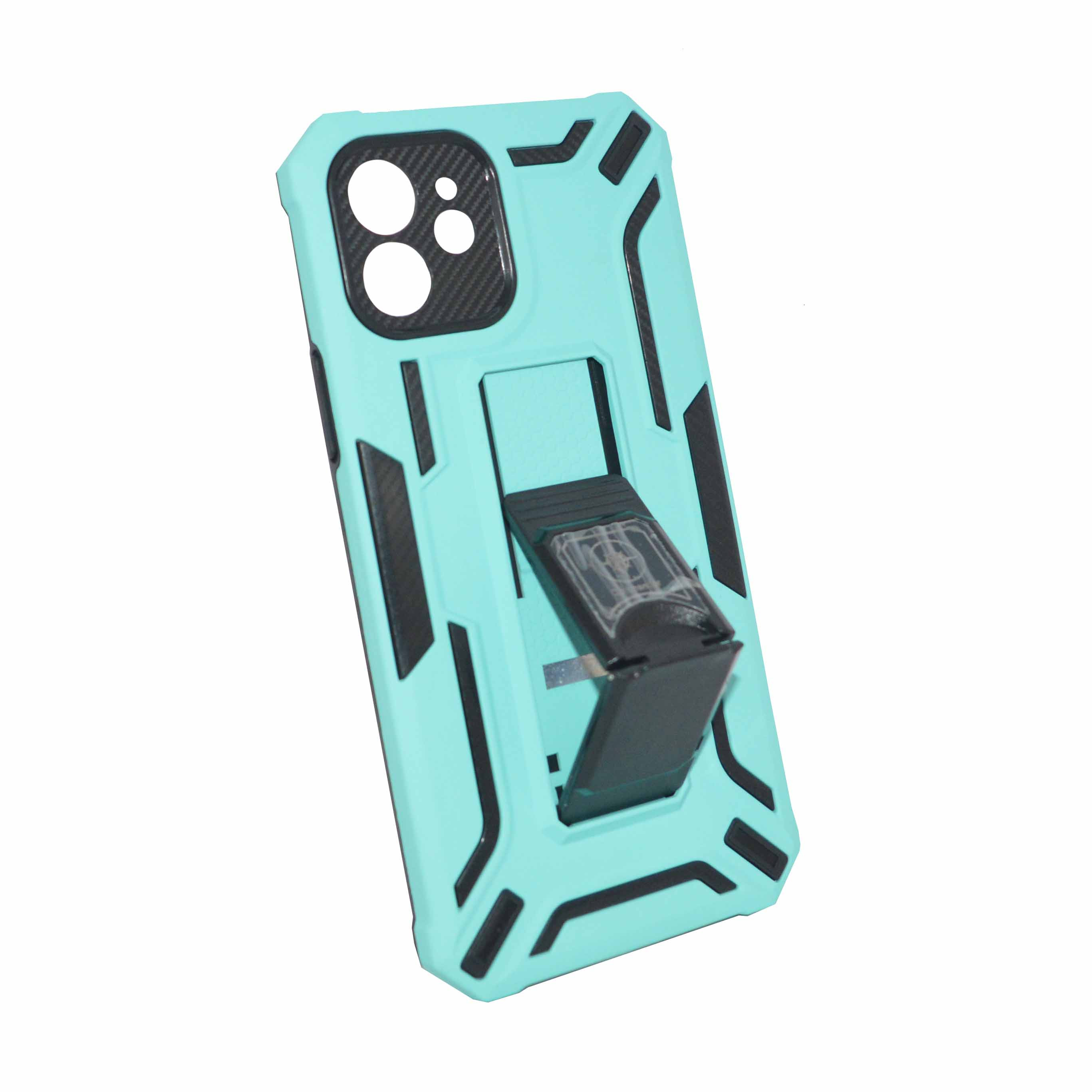 Iphone 12 Light Green Armor Cover Military Grade Protection Built-in Kickstand Car Holder Mobile Phone Case